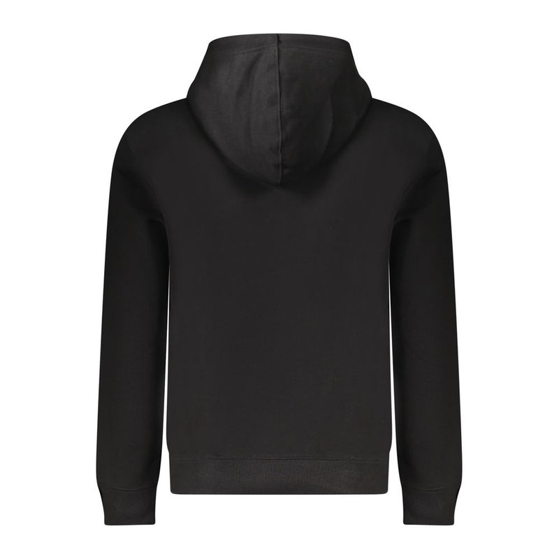 Guess Jeans Black Cotton Men Slim Fit Hooded Sweatshirt