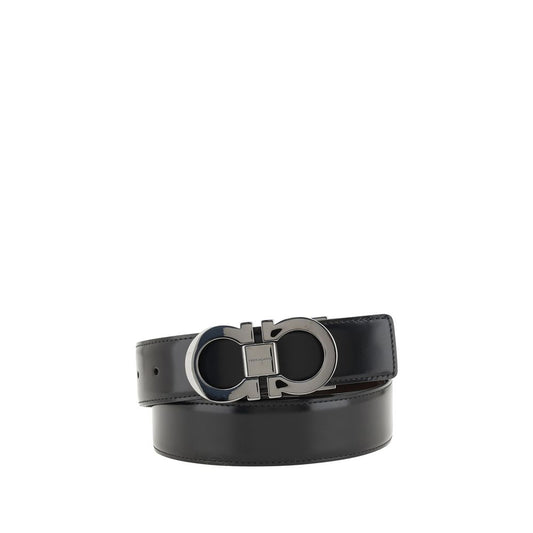 Ferragamo Black Calf Leather Bos Taurus Regular Belt