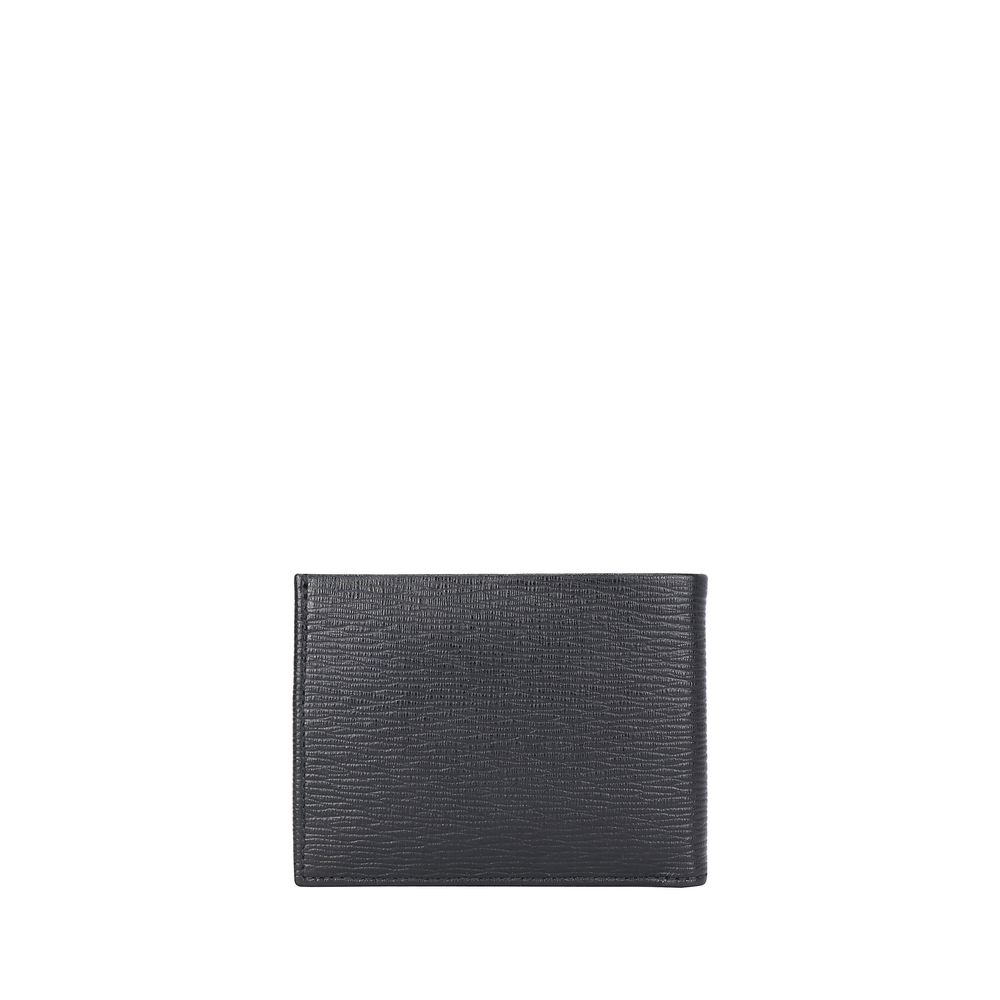 Ferragamo Black Calf Leather Bos Taurus Wallet