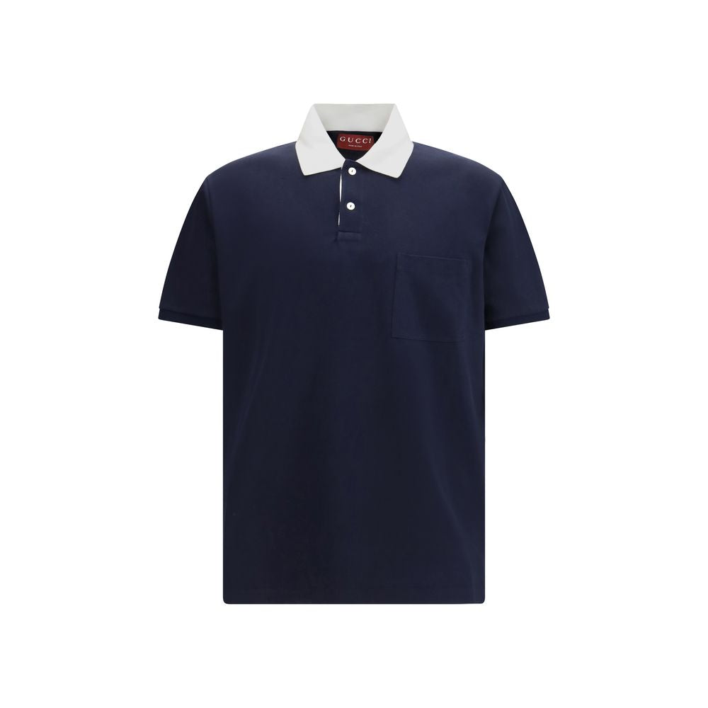 Gucci Blue Cotton Polo Shirt for Men
