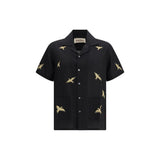 Baziszt Black Cotton Pattern Shirt - Columbus Model