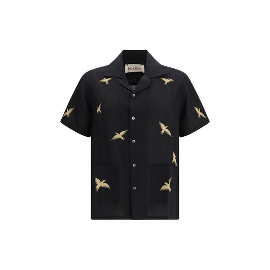 Baziszt Black Cotton Pattern Shirt