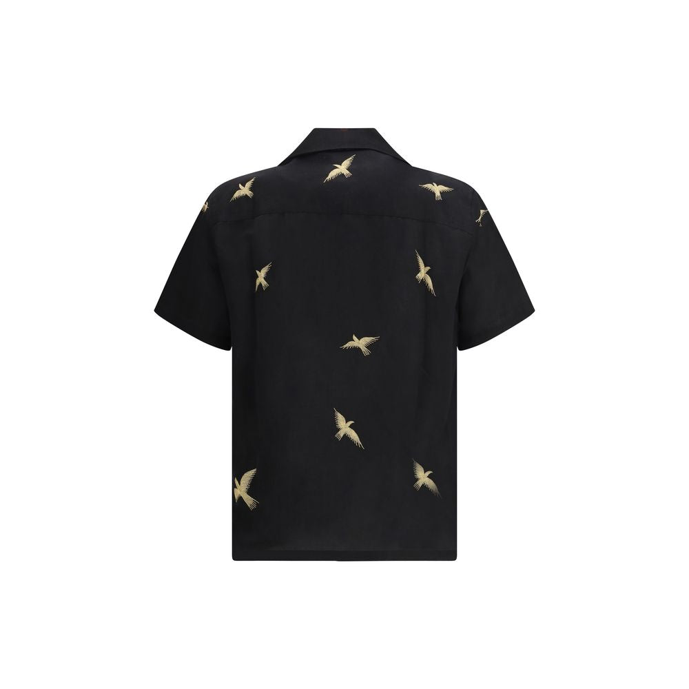 Baziszt Black Cotton Pattern Shirt - Columbus Model