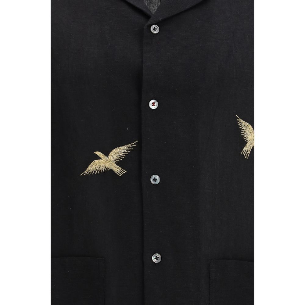 Baziszt Black Cotton Pattern Shirt - Columbus Model