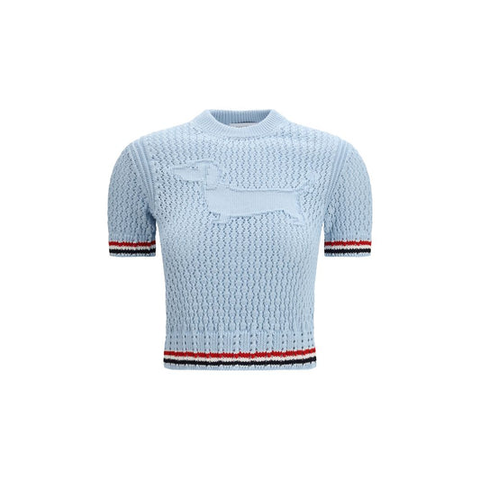 Thom Browne Blue Cotton Sweatshirt - HECTOR ICON Pointelle Stitch