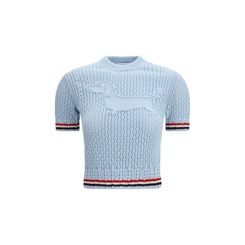 Thom Browne Blue Cotton Sweatshirt - HECTOR ICON POINTELLE STITCH