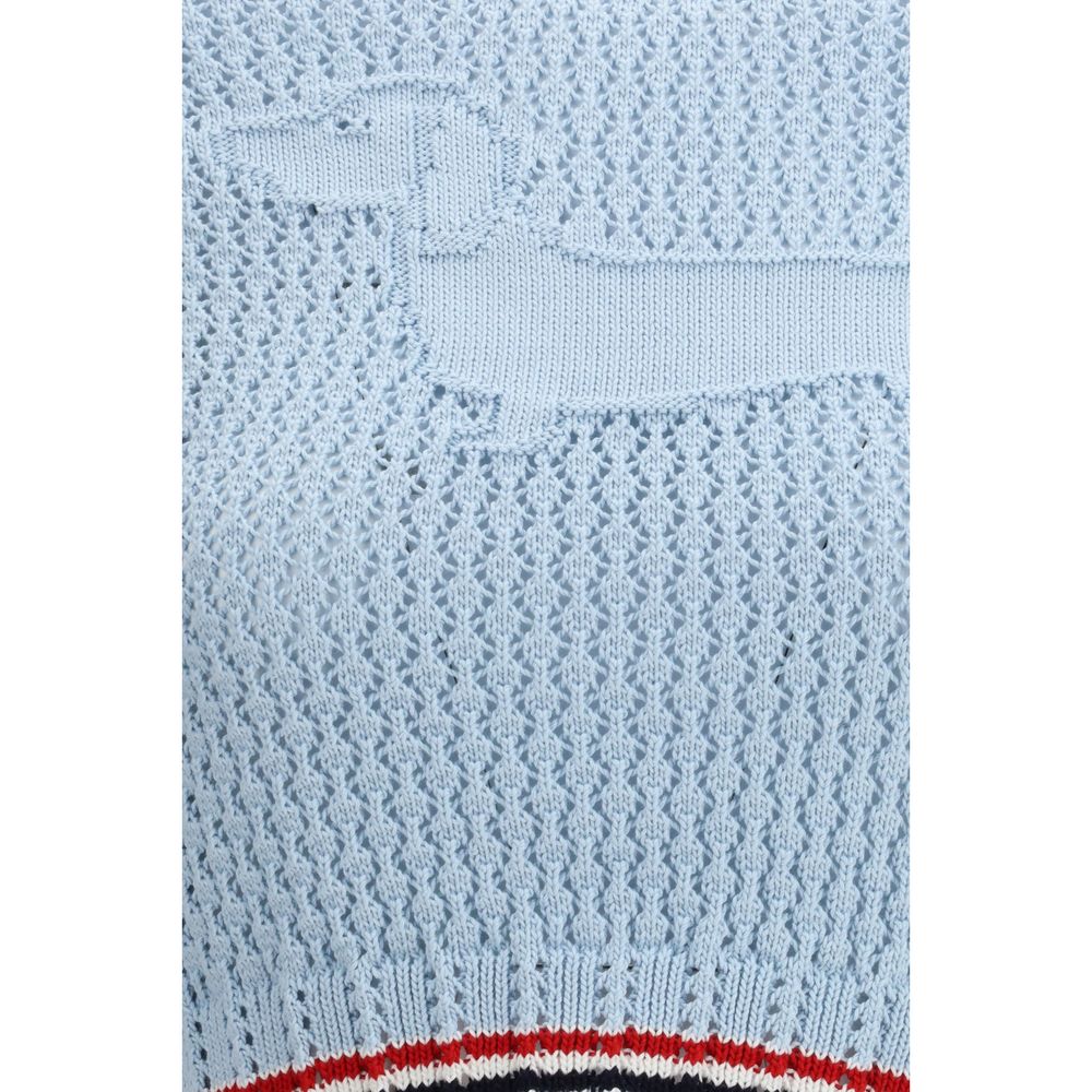 Thom Browne Blue Cotton Sweatshirt - HECTOR ICON Pointelle Stitch