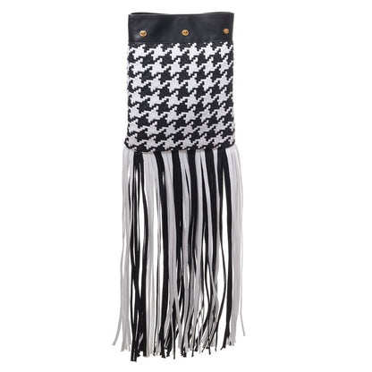 Versace Black And White Leather And Textile Shoulder Bag