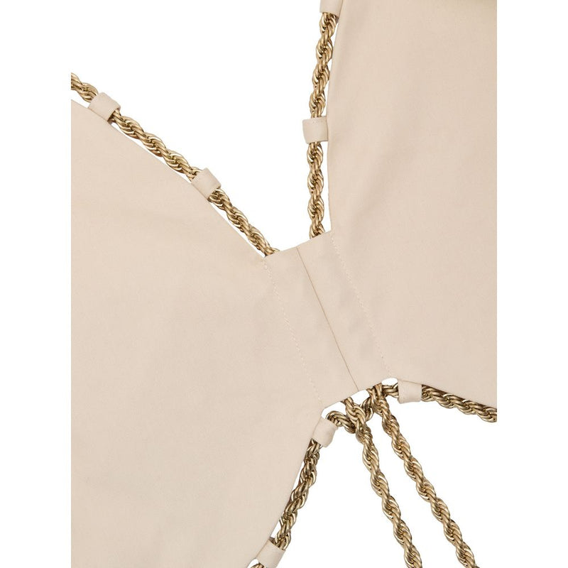 Cult Gaia Beige Cotton Waistcoat with Gold Chain Edge