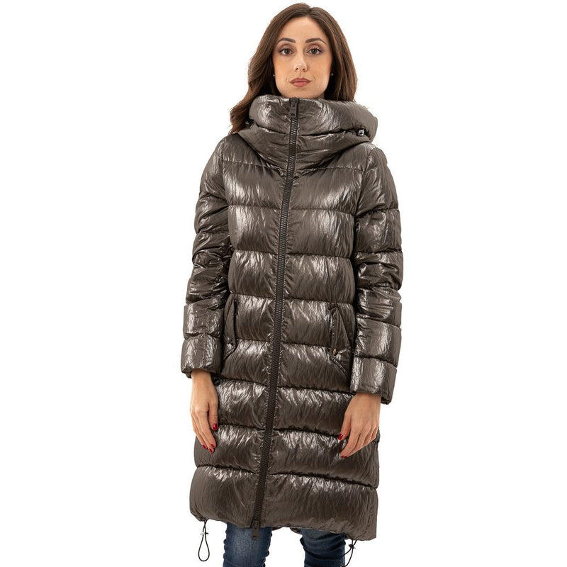 Herno Gray Viscose Parka with Hood for Women