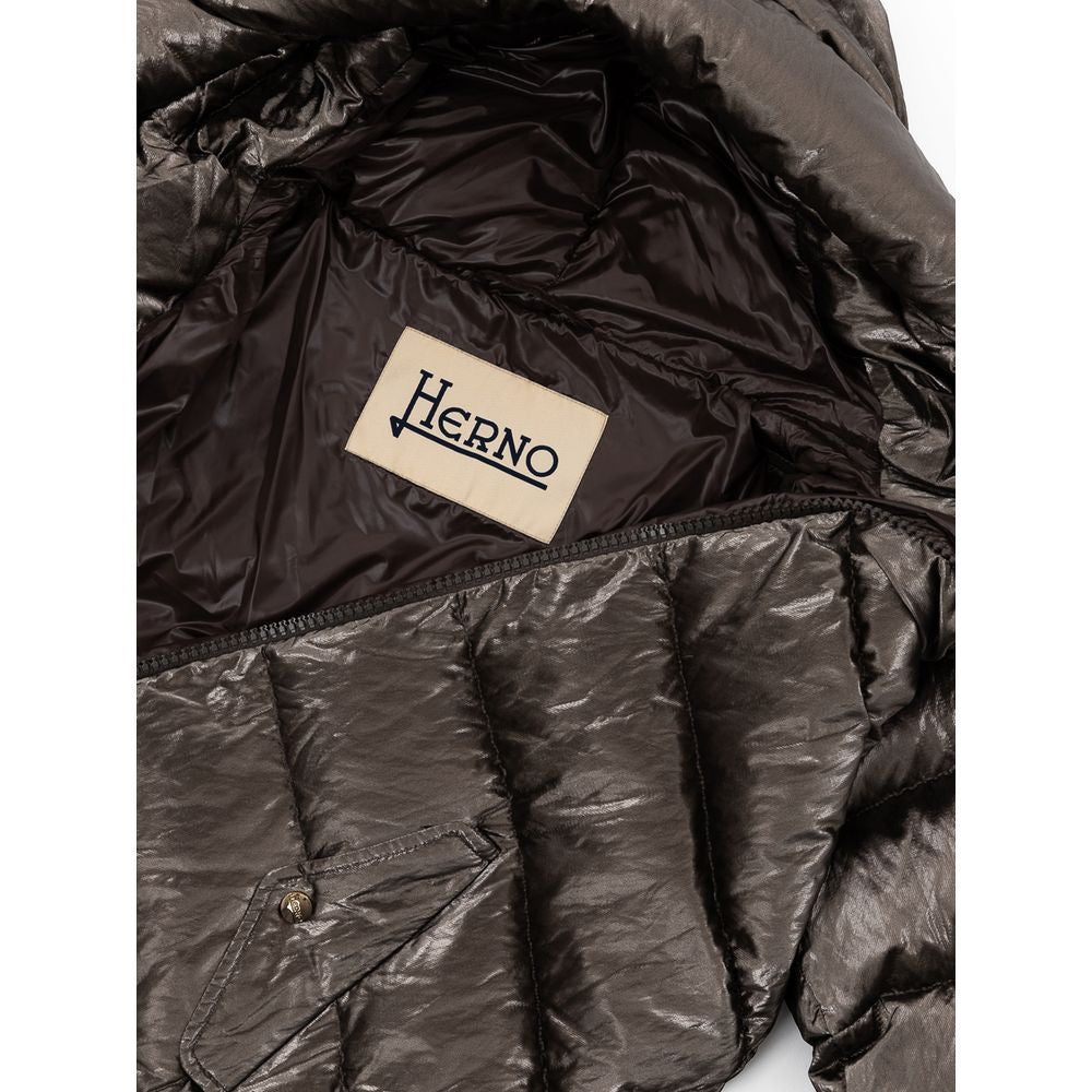 Herno Gray Viscose Parka with Hood for Women