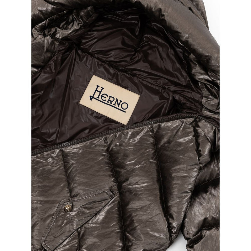 Herno Gray Viscose Parka with Hood for Women