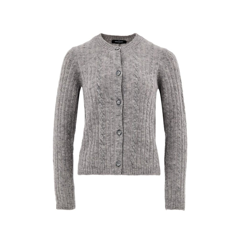 Gran Sasso Gray Wool Cardigan - Elegant Cable-Knit Design