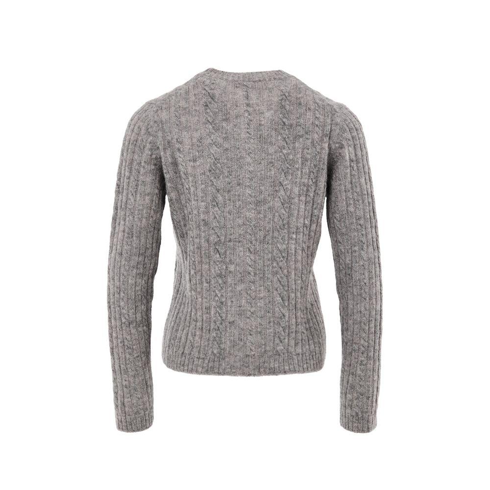 Gran Sasso Gray Wool Cardigan - Elegant Cable-Knit Design
