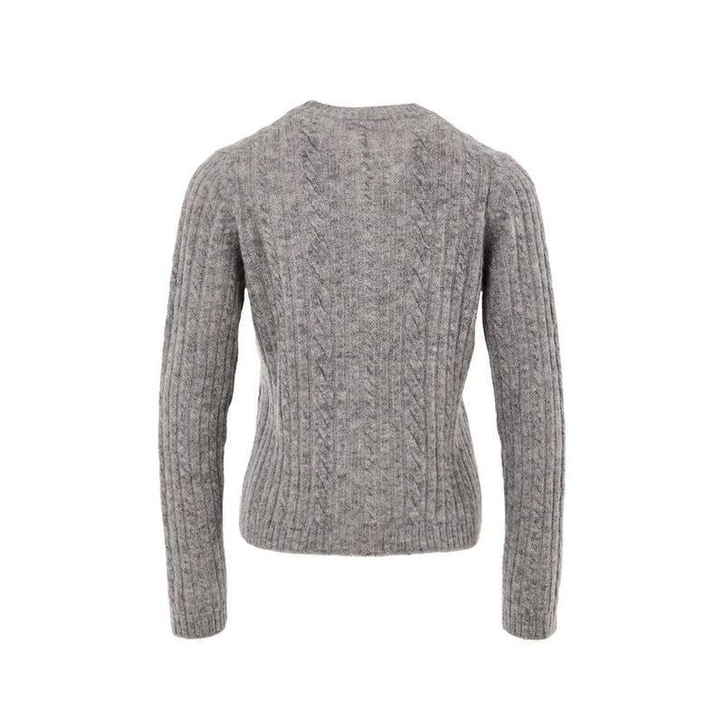 Gran Sasso Gray Wool Cardigan - Elegant Cable-Knit Design