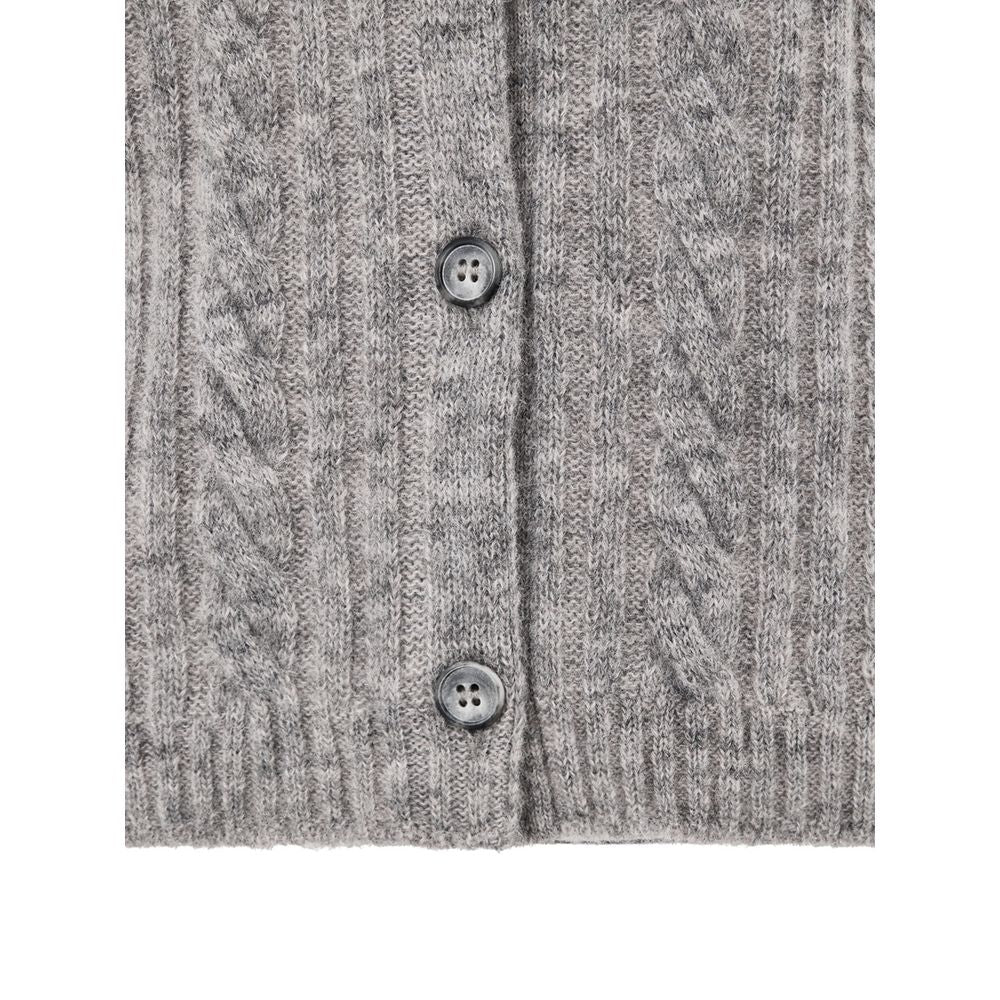 Gran Sasso Gray Wool Cardigan - Elegant Cable-Knit Design