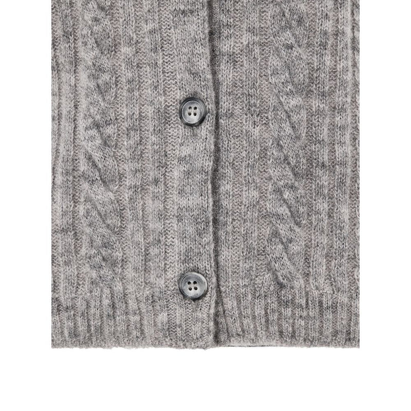 Gran Sasso Gray Wool Cardigan - Elegant Cable-Knit Design