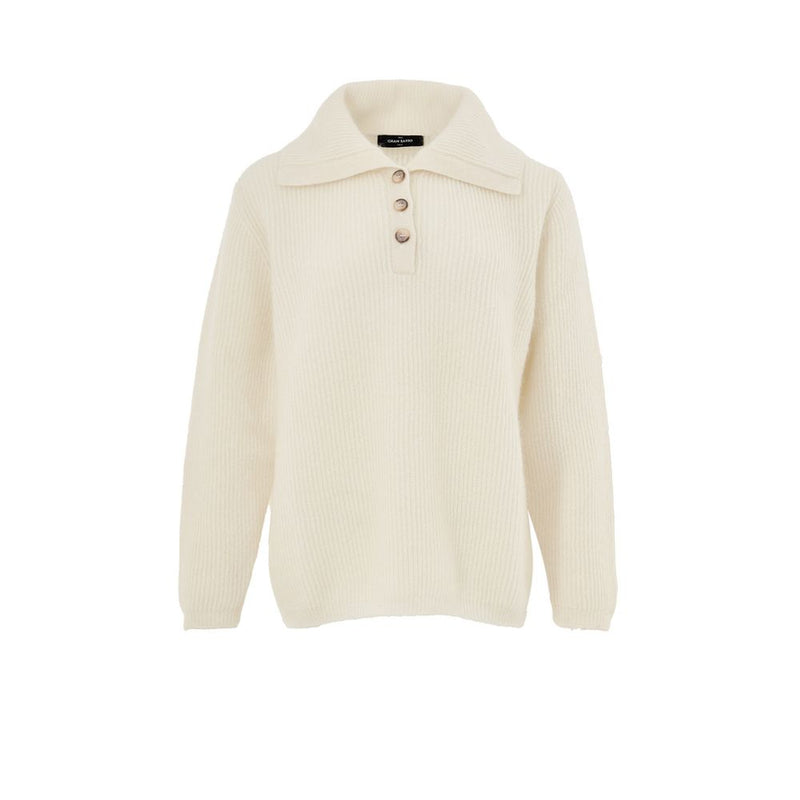 Gran Sasso White Wool Polo Shirt - Élégance et Confort