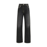 Versace Black Cotton Straight-Leg Jeans with Studs