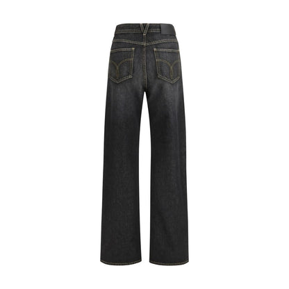 Versace Black Cotton Straight-Leg Jeans