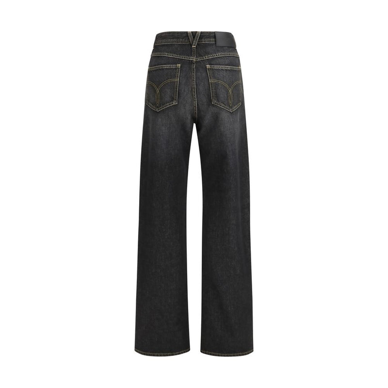 Versace Black Cotton Straight-Leg Jeans with Studs