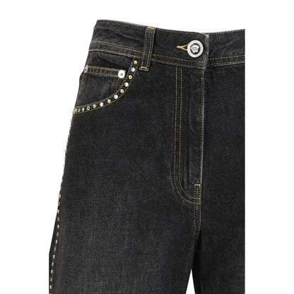 Versace Black Cotton Straight-Leg Jeans