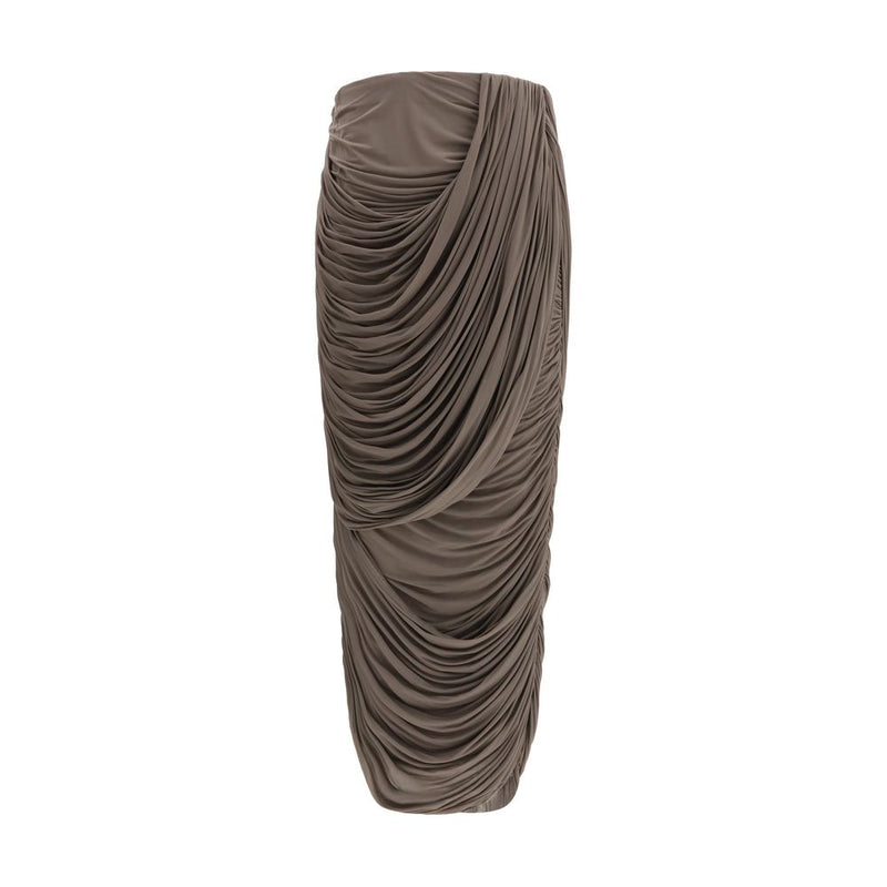 Magda Butrym Brown Copper Midi Skirt - Elegant Draped Design