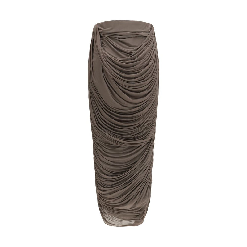 Magda Butrym Brown Copper Midi Skirt - Elegant Draped Design