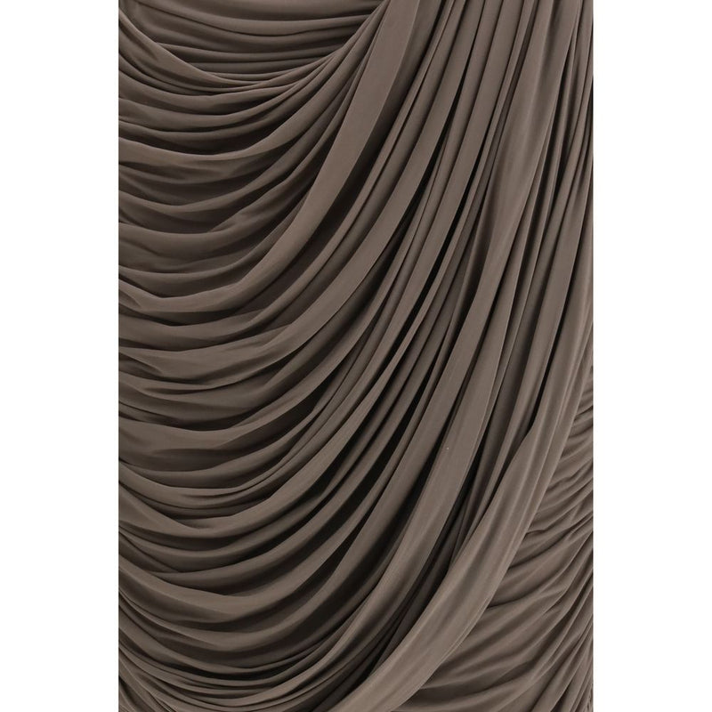 Magda Butrym Brown Copper Midi Skirt - Elegant Draped Design
