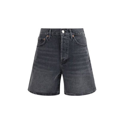 Agolde Black Cotton Bermuda Shorts