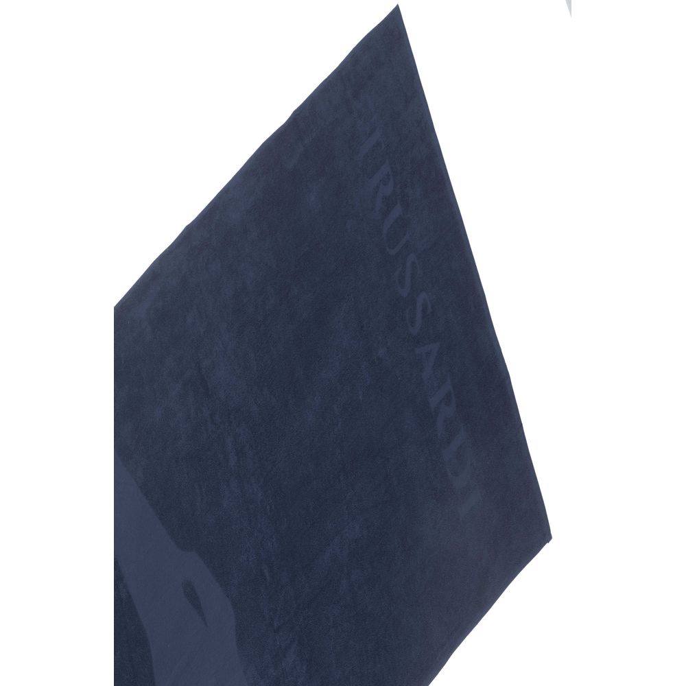 Trussardi Beachwear Blue Cotton Men's Beach Towel - Luxurious Comfort