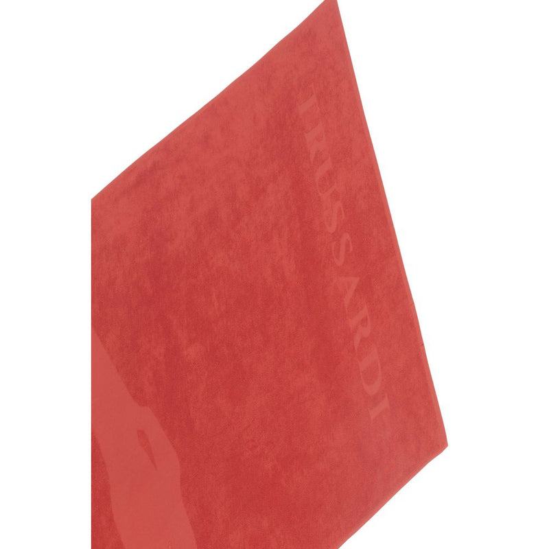 Trussardi Beachwear Serviette de Plage Rouge en Coton pour Hommes