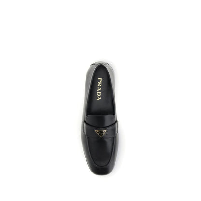Prada Black Calf Leather Bos Taurus Slip-On Loafers