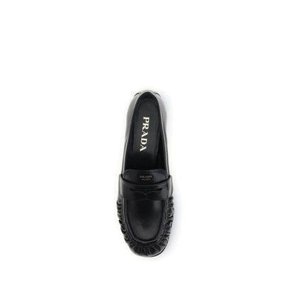 Prada Black Calf Leather Bos Taurus Slip-On Loafers