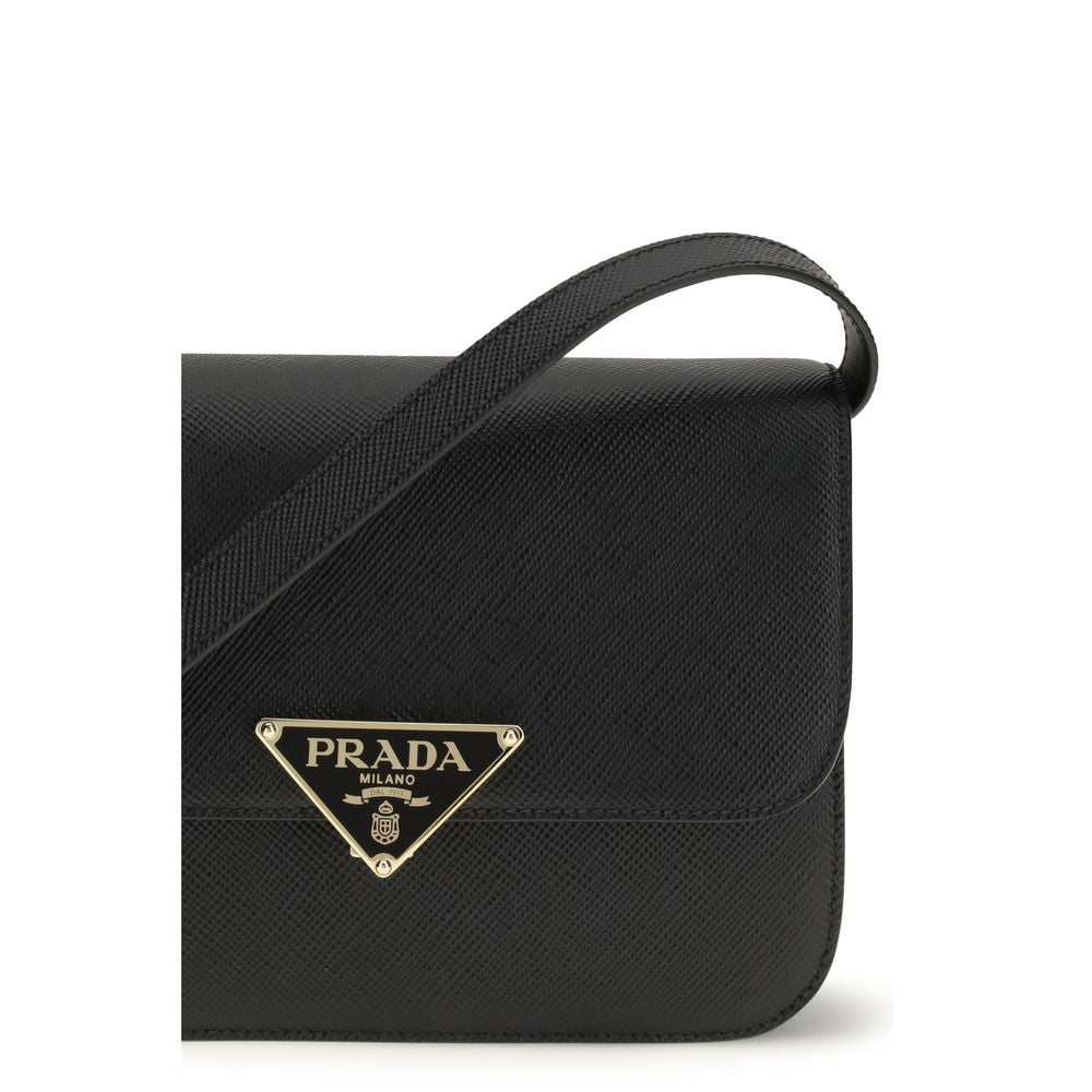 Prada Black Calf Leather Bos Taurus Shoulder Bag