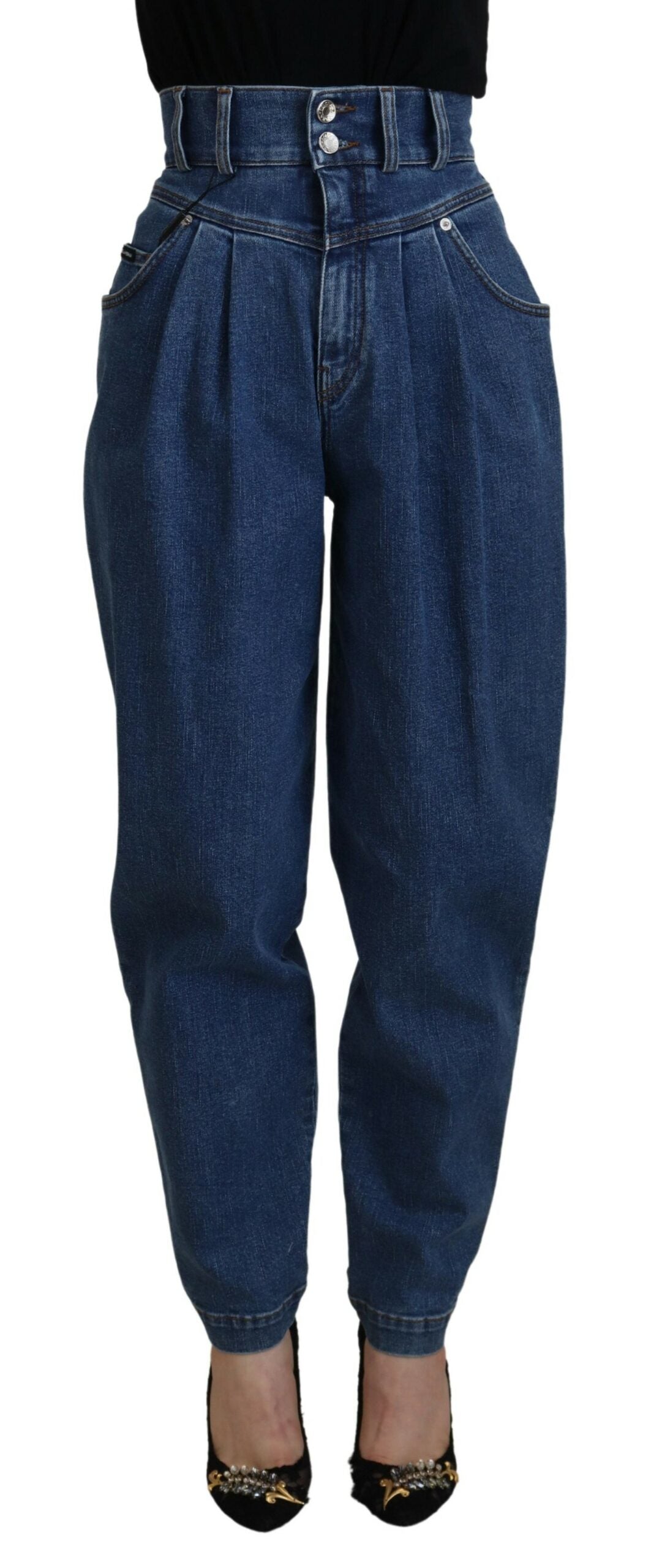 Dolce & Gabbana Blue Cotton High-Waisted Jeans - IT42