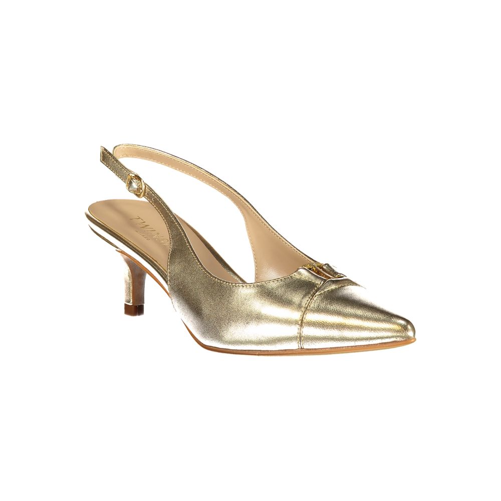 Twinset Oro Leather Women Sandal - Élégance en Or