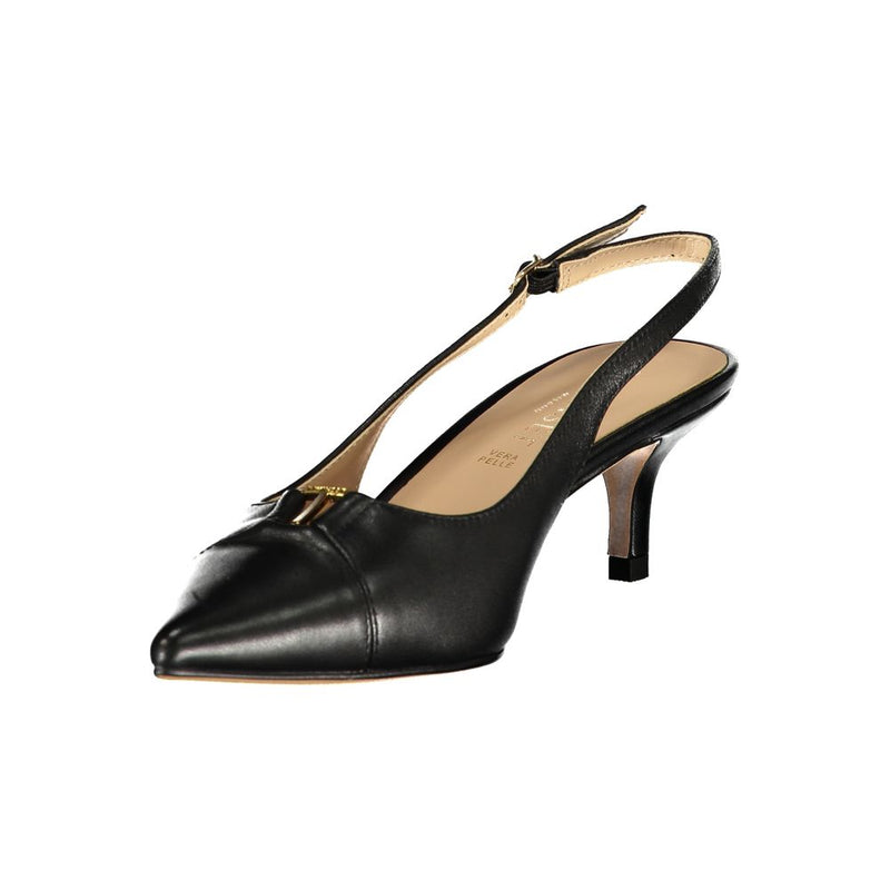 Twinset Black Leather Women Sandal - Stylish Comfort for Every Occasion