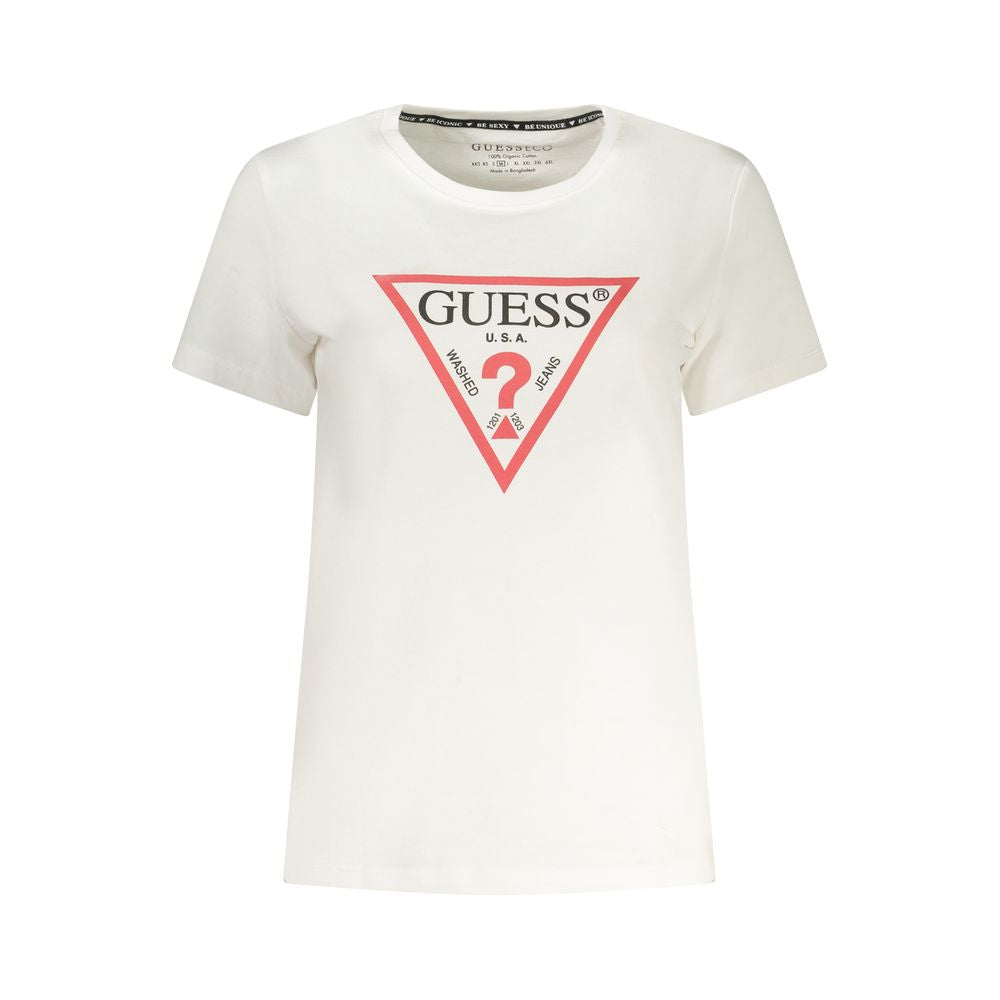 Guess Jeans T-Shirt Bianco en Cotone pour Femmes