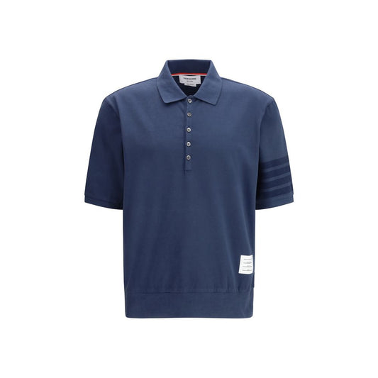 Thom Browne Blue Cotton Polo Shirt - SS26