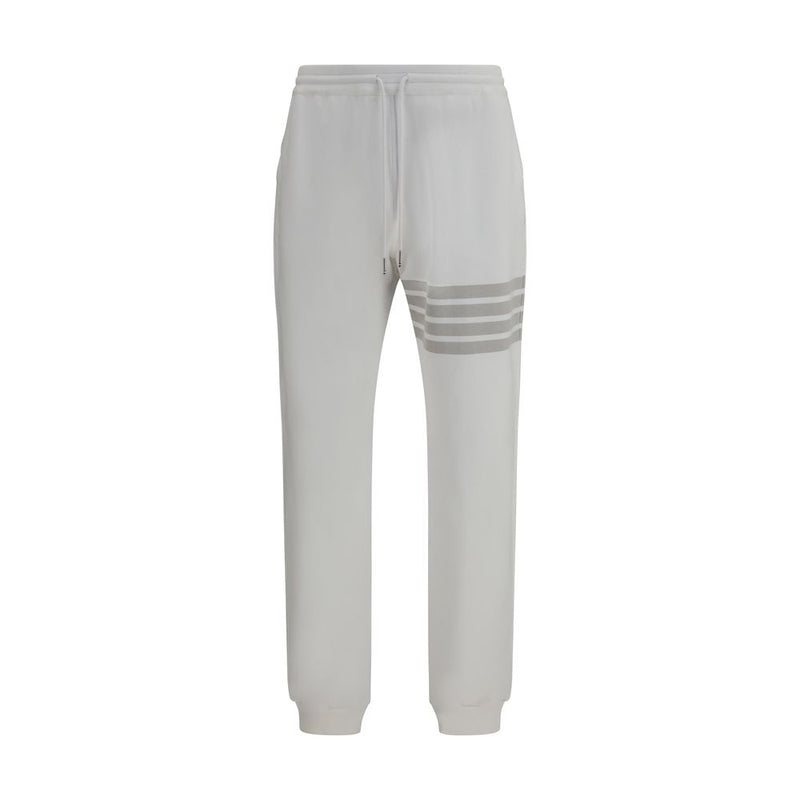 Thom Browne White Cotton Joggers - Stylish Workout Pants