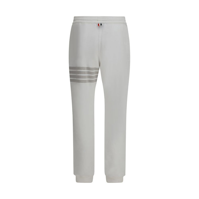 Thom Browne White Cotton Joggers - Stylish Workout Pants