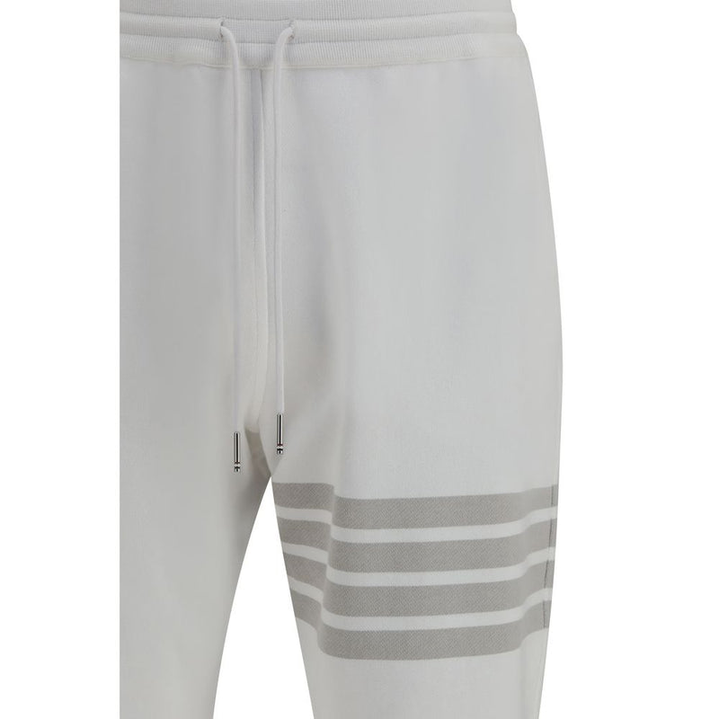 Thom Browne White Cotton Joggers - Stylish Workout Pants