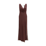 Robe Longue en Soie Marron Minerva de The Andamane