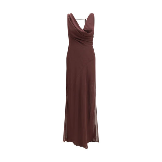 Robe Longue en Soie Marron Minerva de The Andamane