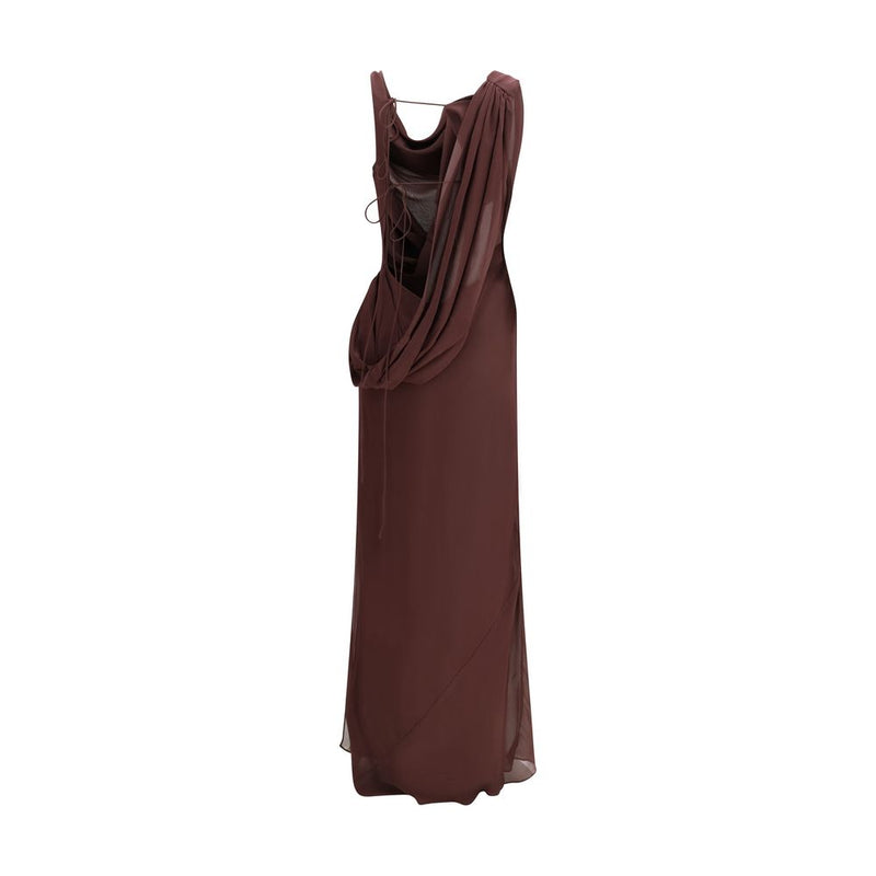 The Andamane Minerva Brown Silk Long Dress
