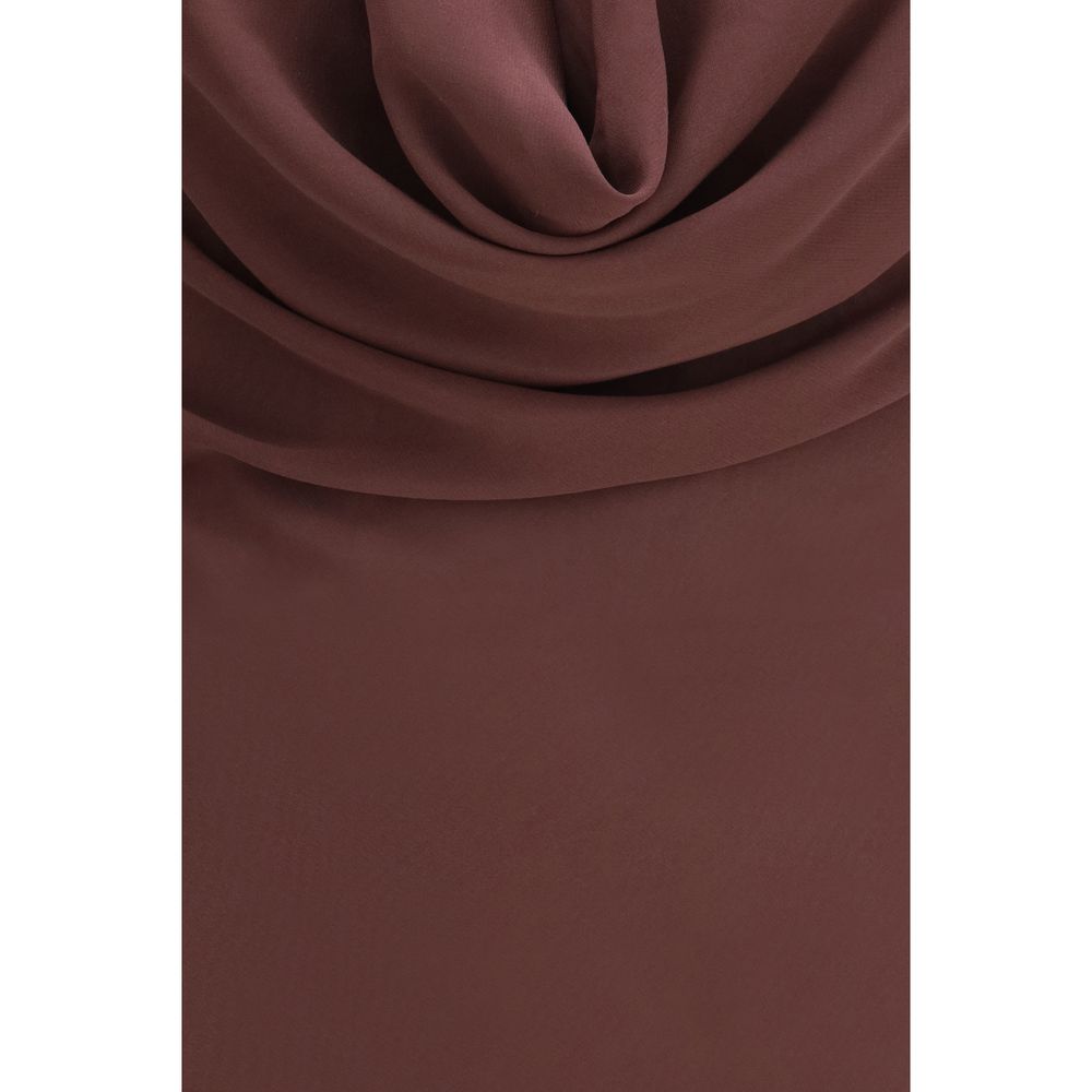 Robe Longue en Soie Marron Minerva de The Andamane