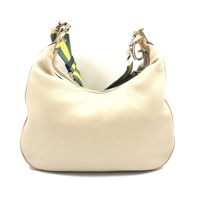 Gucci Aria Calfskin Web Large Attache Shoulder Bag - Beige