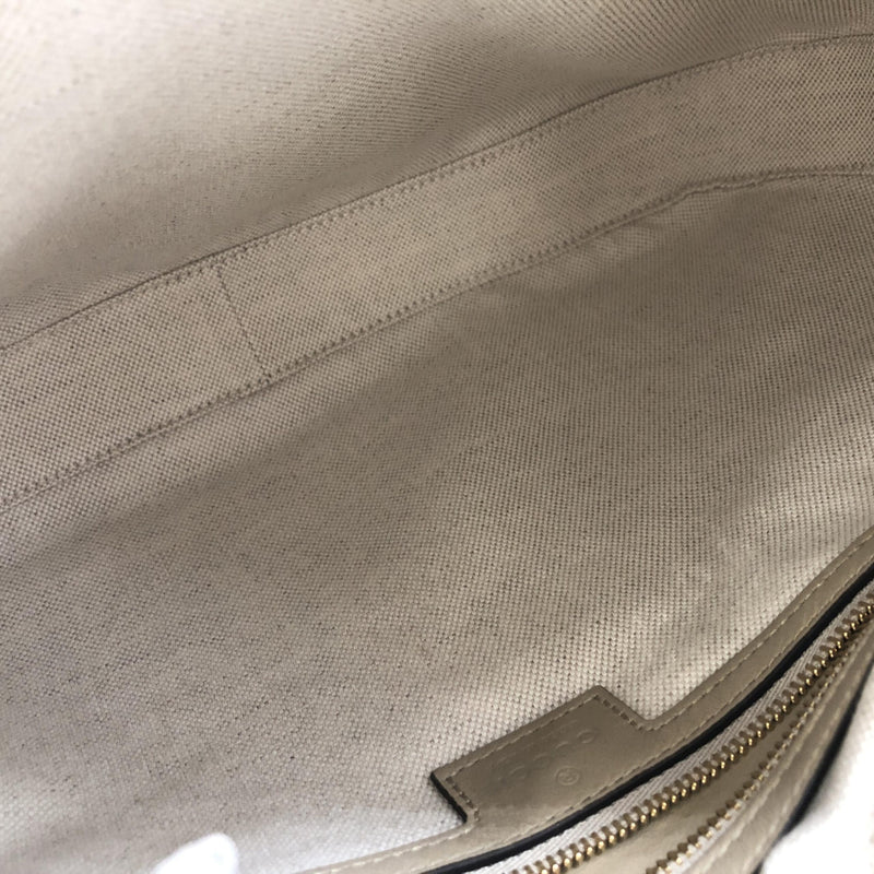 Gucci Aria Calfskin Web Large Attache Shoulder Bag - Beige