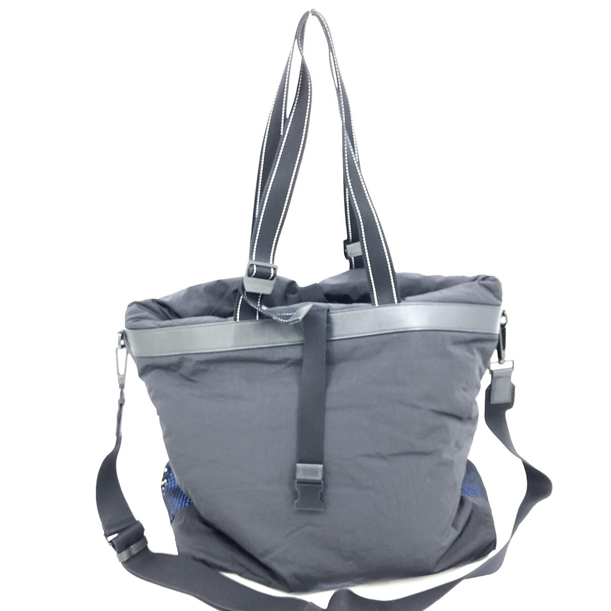 Bottega Veneta Black and Blue Nylon Convertible Tote